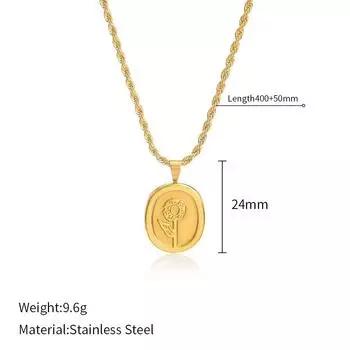 Французская мода ретро ювелирные изделия из нержавеющей стали позолоченная простая цепочка кулон титановая сталь ожерелье не выцветает женские ювелирные изделия высокого класса