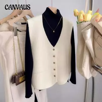 Французская мода трикотажный жилет женский ранний весенний кардиган верхняя одежда джемпер жилет свободные топы без рукавов плечи One Size бежевый