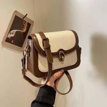 Французская модная контрастная цветная сумка через плечо женская весенняя новая ретро простая маленькая квадратная сумка высококачественная повседневная сумка через плечо Mini(Max Length<20cm)
