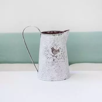 Французская надпись Ваза для сухоцветов Птицы Железный контейнер Железное художественное ведро Цветочная композиция L