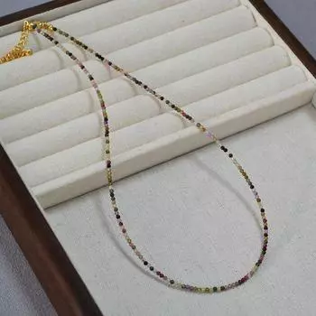 Французская ниша элегантный карамельный цвет 2 мм турмалин чрезвычайно тонкий настоящий камень бисер легкое роскошное премиум ожерелье ключичная цепочка