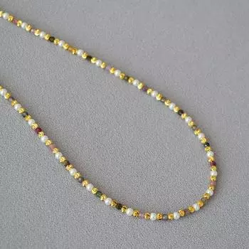 Французская ниша Элегантный жемчужный цветной турмалин настоящий камень бисер простой темперамент изящное ожерелье ключичная цепочка для женщин