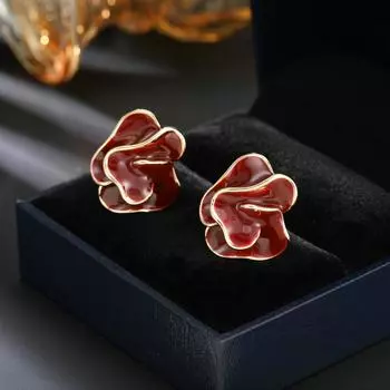 Французская ниша, легкие, роскошные серьги-гвоздики Ankola с красной камелией, эмалью, модные, простые и универсальные, элегантные, модные цветочные серьги красный