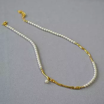 Французская ниша литературное и ретро латунное позолоченное плетение жемчужин индивидуальность мода высокого класса темперамент ожерелье женщины золотой