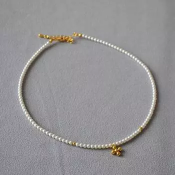 Французская ниша, мягкая красота, простое маленькое пригородное ожерелье с имитацией жемчуга, крестик, темперамент, короткое ожерелье, цепочка на ключицу, женская 45cm