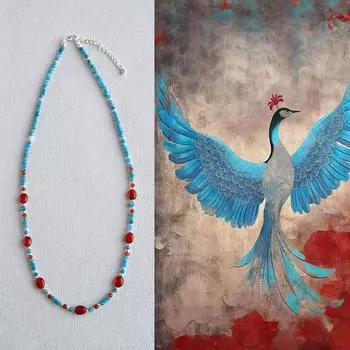 Французская ниша ретро литературный и художественный апатит агат бисер простой темперамент прохладное летнее ожерелье ключица цепочка женский