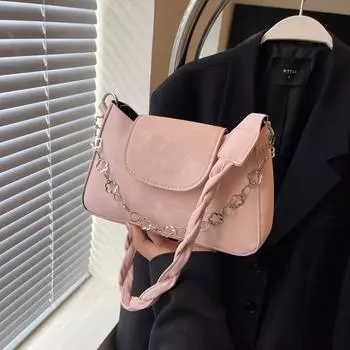 Французская нишевая дизайнерская сумка женская весна 2024 года популярная новая простая цепочка модная сумка-мессенджер сумка подмышкой прилив чёрный