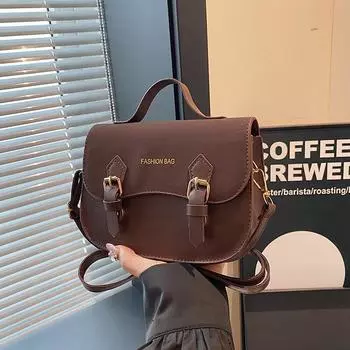 Французская нишевая модная сумка женская 2024 новая красивая сумка через плечо маленькая квадратная сумка текстура ретро сумка чёрный