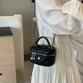 Французская нишевая ромбовидная цепная сумка мини женская сумка ощущение маленького ароматного ветра портативная сумка-мессенджер маленькая сумка чёрный