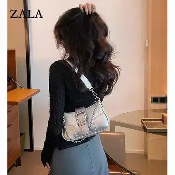 Французская нишевая сумка-цепочка женская новая высококачественная фактурная сумка подмышкой модная сумка-багет через плечо сумка-мессенджер серебряный