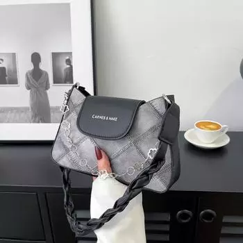 Французская нишевая сумка подмышкой женская 2024 новая популярная цепочка модная сумка-мессенджер через плечо чёрный