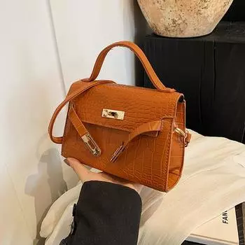 Французская нишевая сумка с каменным узором женская весна 2024 года новая фактурная сумка ретро модная сумка-мессенджер чёрный