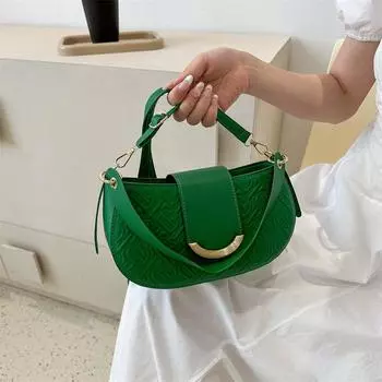 Французская нишевая сумка-седло женская сумка 2024 года новая вышитая нитью сумка-подмышка конфетного цвета модная сумка через плечо зелёный