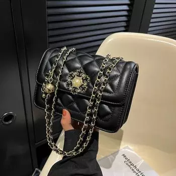 Французская нишевая текстура и модная маленькая сумка для женщин, маленькая квадратная сумка с простой ромбовидной цепочкой, летняя сумка через плечо 2023 года