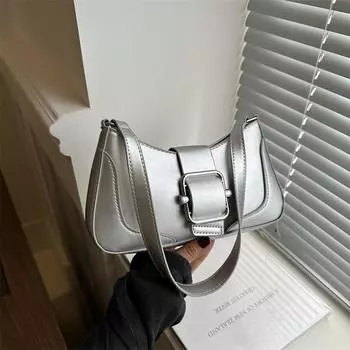 Французская нишевая текстура сумка подмышкой женская 2024 новая модная ретро сумка-багет универсальная сумка через плечо чёрный