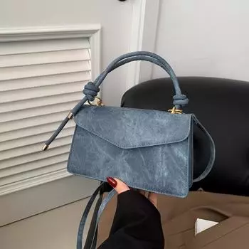 Французская персонализированная ретро-текстура, простая портативная маленькая сумка для женщин 2024 года, новая модная сумка на одно плечо через плечо, маленькая квадратная сумка чёрный