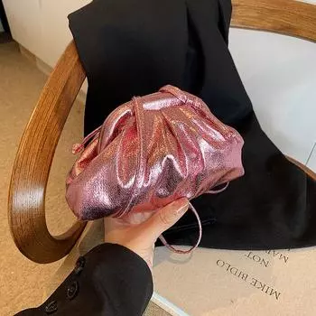 Французская плиссированная сумка женская 2024 новая модная интернет-знаменитость сумка-пельмень тренд повседневная иностранный стиль сумка-мессенджер через плечо серебряный