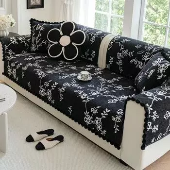 Французская подушка для дивана, полотенца для дивана из шенилла, универсальны круглый год, жаккардовые противоскользящие чехлы для диванов, пылезащитные для домашнего использования 70x70cm 1pcs