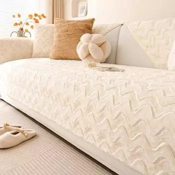 Французская подушка для дивана в кремовом стиле, осенний и зимний плюшевый противоскользящий чехол для дивана 70x70cm