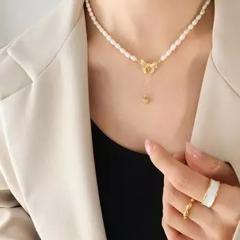 Французская принцесса с тем же бантом, подвеска «Любовь» с бахромой, ожерелье из пресноводного жемчуга, элегантные и модные украшения, которые не выцветают.