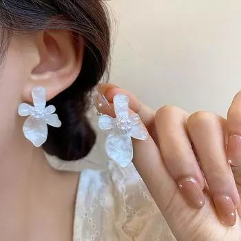 Французская простота, легкая роскошь, ниша, передовые ощущения, акриловые серьги-цветы для женщин 1 pair