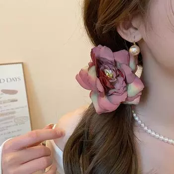 Французская ретро-красная роза заколка для волос винтажный праздничный стиль большой цветок челка боковая заколка для вечеринки пляжные аксессуары для волос для женщин шпильки оранжевый