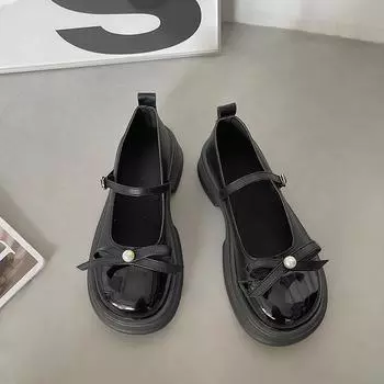 Французская ретро мода универсальные туфли Мэри Джейн из кожи для женщин осенние туфли с юбкой-лоферы 35 бежевый