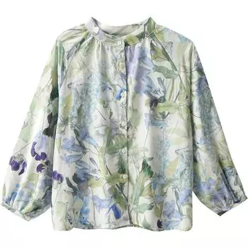 Французская ретро-рубашка с внутренним принтом, новый летний стиль, свободная версия в иностранном стиле, топ, женская свободная модель S