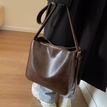 Французская ретро-сумка для женщин, осень-зима, новая мода, большая вместимость, сумки, текстура, пригородная сумка через плечо