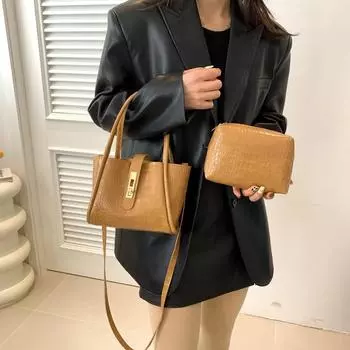 Французская ретро-сумка, женская, 2024 года, новая, универсальная, модная, сумка-ведро для поездок на работу, модная сумка-мессенджер через плечо чёрный