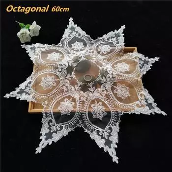 Французская романтическая восьмиугольная кружевная вышитая скатерть для спальни, кабинета, гостиной, небольшого круглого стола, украшения для свадебной вечеринки Octagonal 60cm