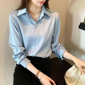 Французская шифоновая рубашка женская с длинными рукавами весенняя и осенняя одежда корейский стиль топ свободная многослойная белая рубашка базовая рубашка S