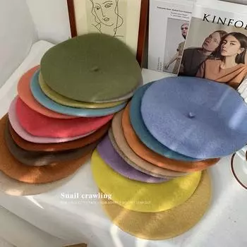 Французская шляпа осень-зима, береты из чистой шерсти, французский берет художника, женская шляпа художника, винтажные береты для девочек, женская теплая прогулочная шапка