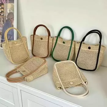 Французская соломенная плетеная сумка на пляже, сумка на плечо для отпуска в небольшой сумке Fresh, повседневная универсальная сумка через плечо