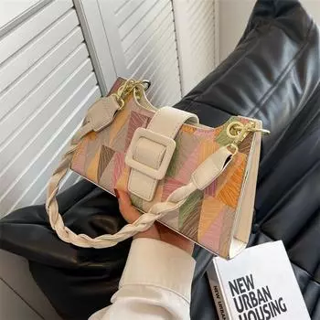 Французская сумка через подмышку, цветная сумка на плечо, универсальная и высококачественная фактурная сумка через плечо, маленькая квадратная сумка синий