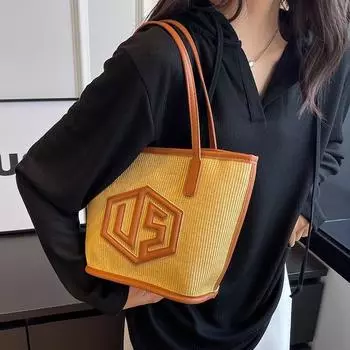 Французская сумка для отпуска, женская большая вместимость, новинка 2024 года, универсальная летняя пляжная сумка на одно плечо, тканая сумка из травы