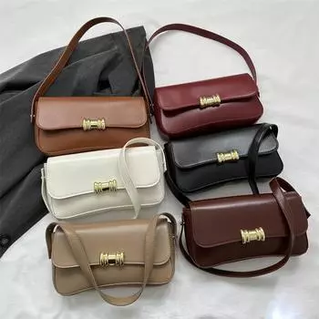 Французская текстурированная сумка на плечо Популярная модная простая сумка подмышкой для путешественников, косая женская сумка через плечо светло-коричневого