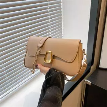 Французская трендовая повседневная сумка женская 2024 новая простая сумка через плечо модная ретро сумка-мессенджер через плечо чёрный