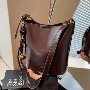 Французская трендовая сумка для матери и ребенка, женская ретро-модная сумка-ведро, высококачественная женская сумка через плечо no pendant бордовый