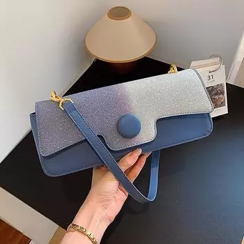 Французская вечерняя сумочка подмышкой для женщин, новая тенденция моды, вечерние сумки через плечо из текстурированной синей кожи, сумки через плечо