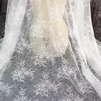 Французская вышивка блестками Кружевная ткань Ткань для свадебного платья Декоративные материалы Аксессуары Праймер Дизайнерские материалы Белый