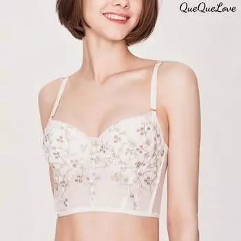 Французская вышивка сексуальное нижнее белье женская тонкая майка с большой грудью и маленьким бюстгальтером пуш-ап корректирующее тело M