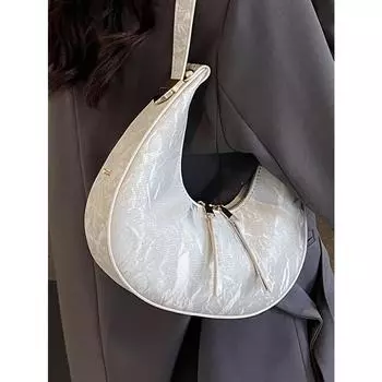 Французская высококачественная женская сумка подмышкой, летняя модная сумка через плечо из искусственной кожи в форме полумесяца, женская повседневная сумка для поездок на работу
