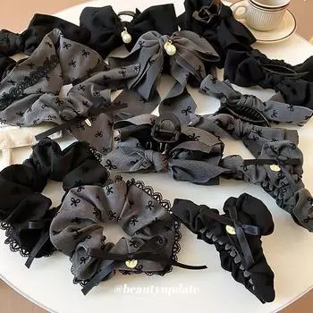 Французская заколка-бантик из жемчуга - Элегантный тканевый зажим-акула Grab Clip-Style 2 серый