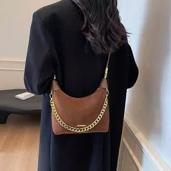 Французская замшевая сумка женская модная сумка повседневная текстура ретро сумка-мессенджер коричневый