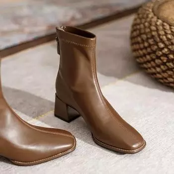 Французская женская обувь осень-зима классические женские ботинки темпераментные ботинки Anlke элегантные женские туфли на каблуках с хлопковым теплым кожаным ботинком 35 чёрный