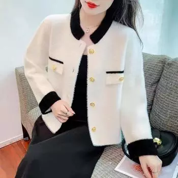 Французская знаменитость Xiaoxiangfeng куртка женская 2024 осень и зима новый универсальный темперамент чувство моды осенний женский топ S синий