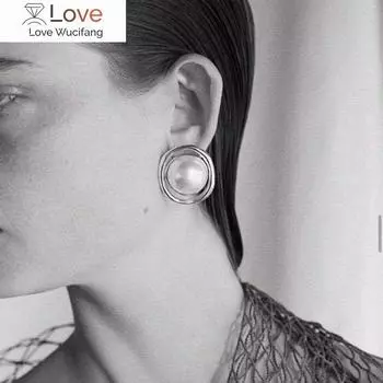Французские элегантные и простые металлические жемчужные серьги