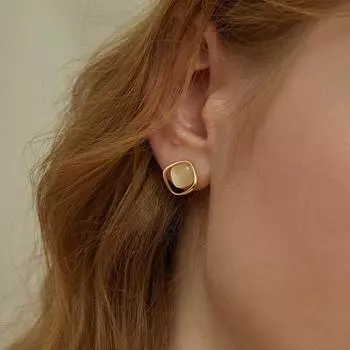 Французские элегантные простые блестящие золотые серьги-гвоздики с камнями «кошачий глаз» для женщин, трендовые дизайнерские аксессуары, корейские модные украшения золотой