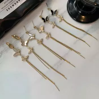 Французские элитные легкие роскошные серьги-бабочки с бахромой, женственные, длинные, универсальные, индивидуальные, новые модные украшения для ушей